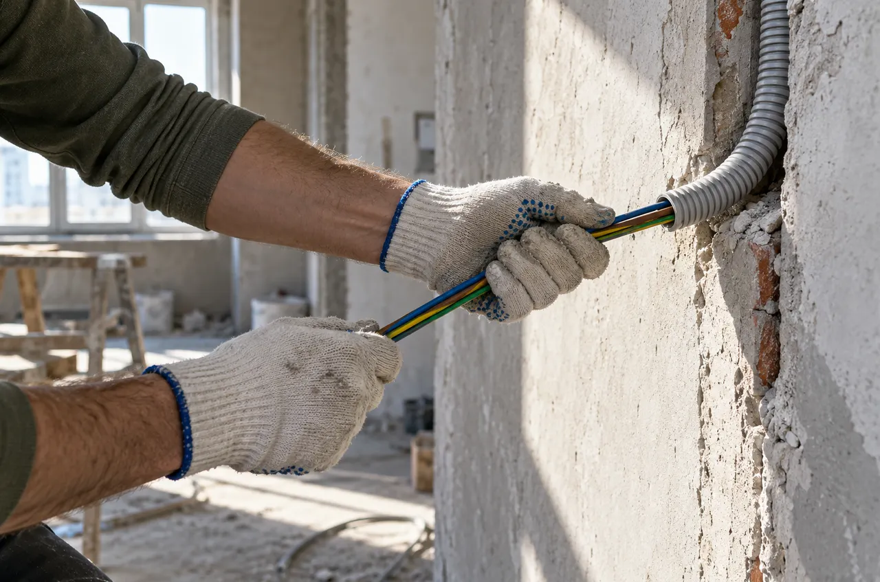 Conductoare electrice trase prin tub flexibil